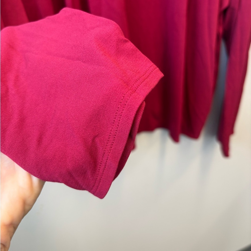 Eileen Fisher 3X Silk Maroon Long Sleeve Top - Picture 5 of 8